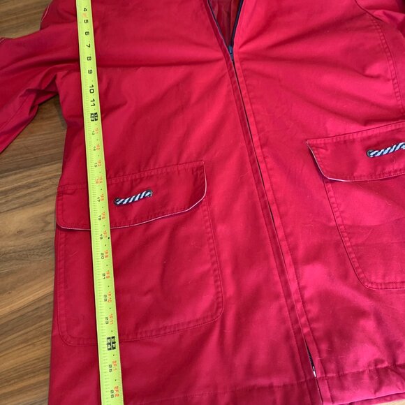 Thunder Bay rain jacket sz 8, cherry red, hood, patch pockets, lined, - Picture 9 of 16
